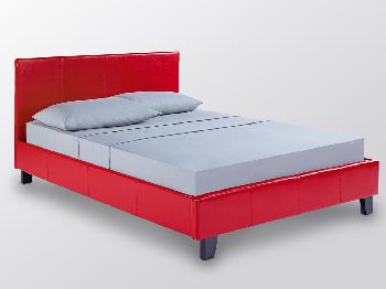 LPD Prado King Size Red Faux Leather Bed Frame